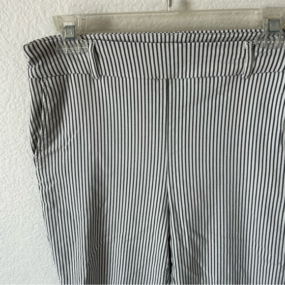 Hilary Radley Light Academia White and Grey Striped Business Casual Dress Pants - Picture 2 of 8